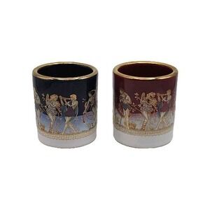 Vintage Greek Shot Glass Mythology Adis Artisan 24C Gold Detail Hand Crafted Art